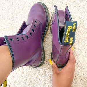 Dr. Martens Purple Leather Lace Up Boots